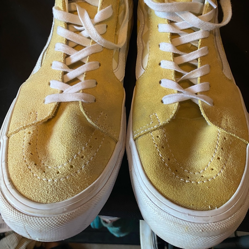 Vans shoes yellow and white checkered
